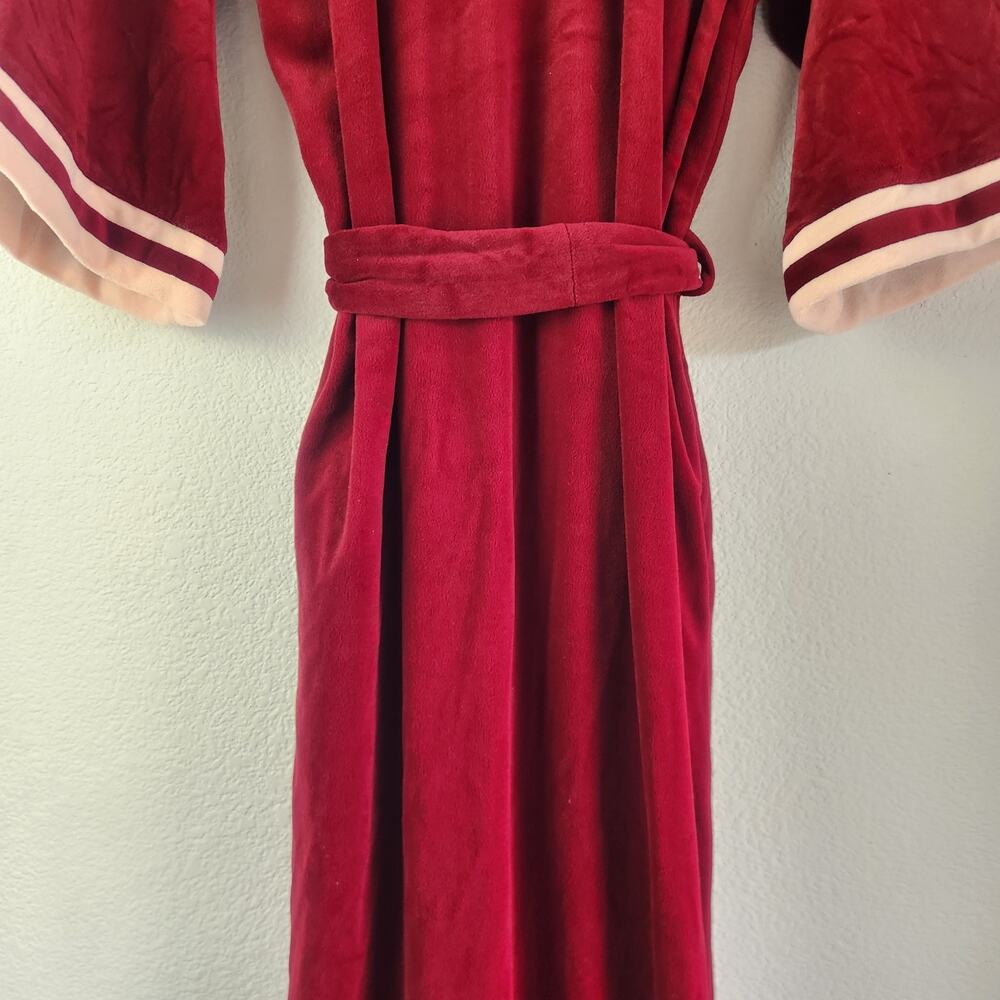 Vintage Christian Dior Lounge Wear Velour Robe in Burgundy Size XS/Small Belt - Picture 8 of 11